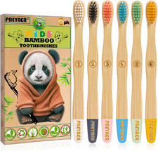 6 Pack Bamboo Kids Toothbrushes - Extra Soft Toothbrush for Kids - Natural Tooth