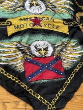 VTG AMERICAN MOTORCYCLE Bandana Black /w Eagles Excellent Condition Preowned