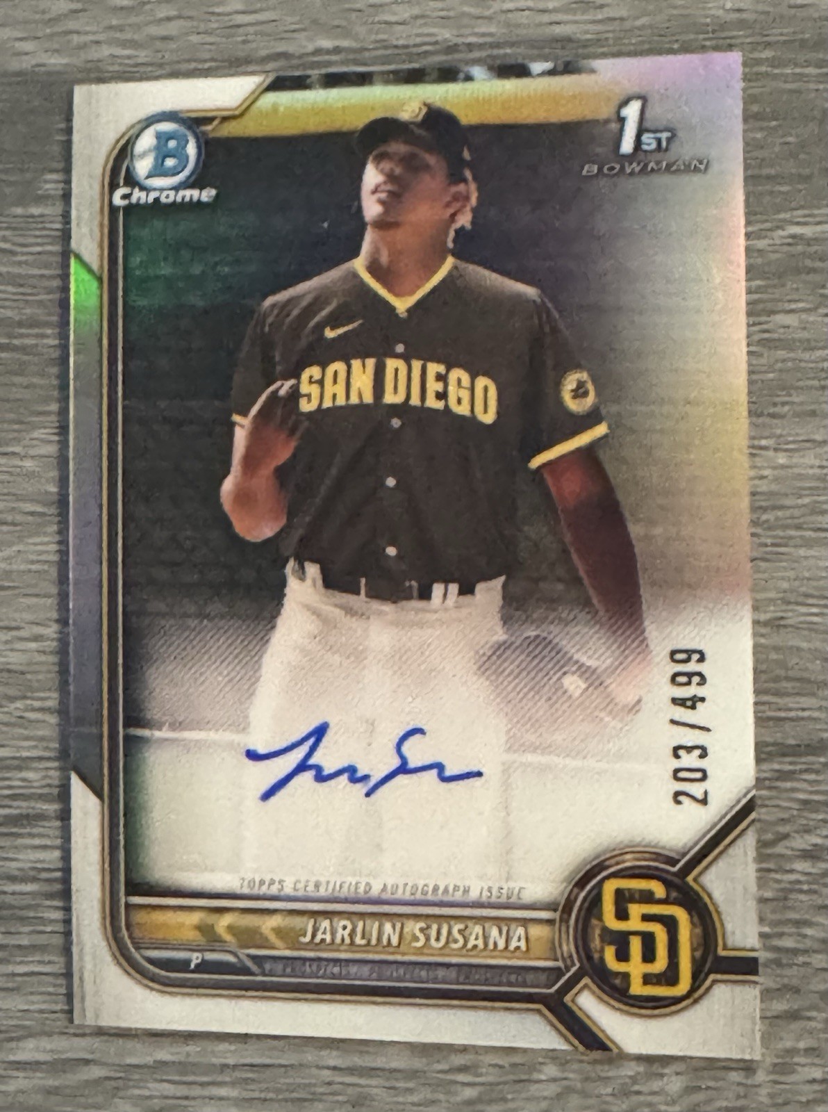2022 (1ST) Bowman Chrome JARLIN SUSANA Auto REFRACTOR Rookie RC #’D 203/499