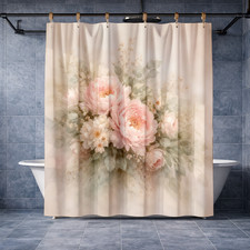 Elegant Blooming Roses Pink Floral Shower Curtain 72x72 Polyester