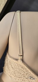 LA PERLA  Nude Tan  Lace Demi Underwire Mesh Bra Size 36 D