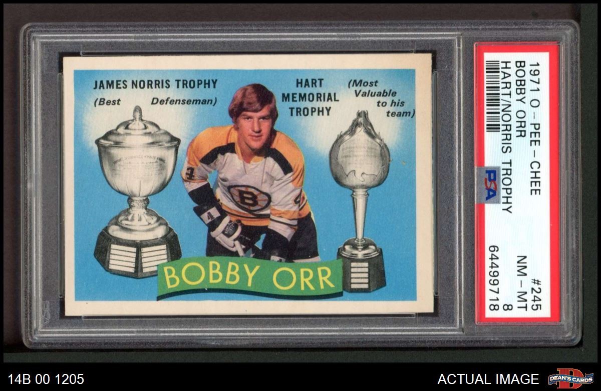 1971 O-Pee-Chee #245 Bobby Orr Norris / Hart Trophy Bruins HOF PSA 8 - NM/MT