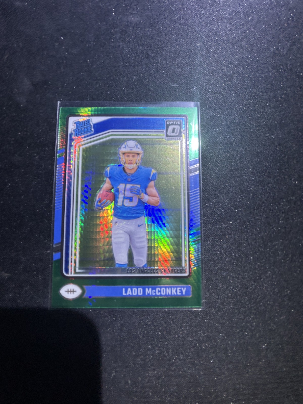 2024 Panini Donruss Optic - Rated Rookie Ladd McConkey #266 Green Hyper Prizm  