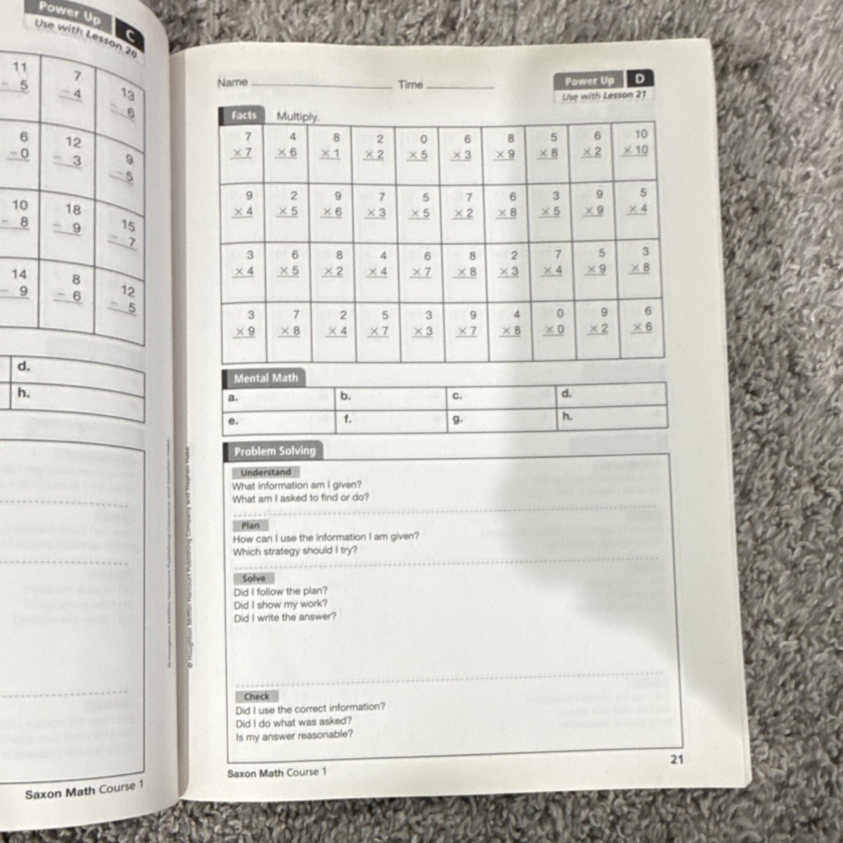 Power up 数学 I・A Saxon Math Power Up Workbook Course 1 by Stephen Hake, HMH