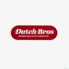Dutch Bros Sped Quality Service Red And White HTF Sticker 2020 Grand Opening