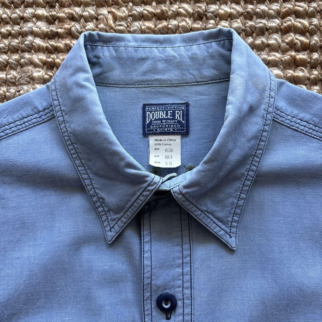 Double RL RRL Solid Chambray Long Sleeve Work Shi… - image 2