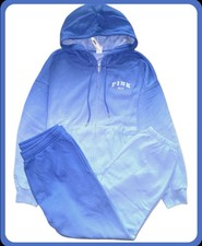 Victoria's Secret Pink Ombre Dip Dye Campus FZ Hoodie  Pants Ultramarine L XL