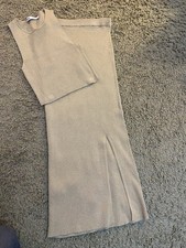 Zara Two Piece Skirt Set  Medium Knitted Gold Lurex Cruise Holiday Wedding Races