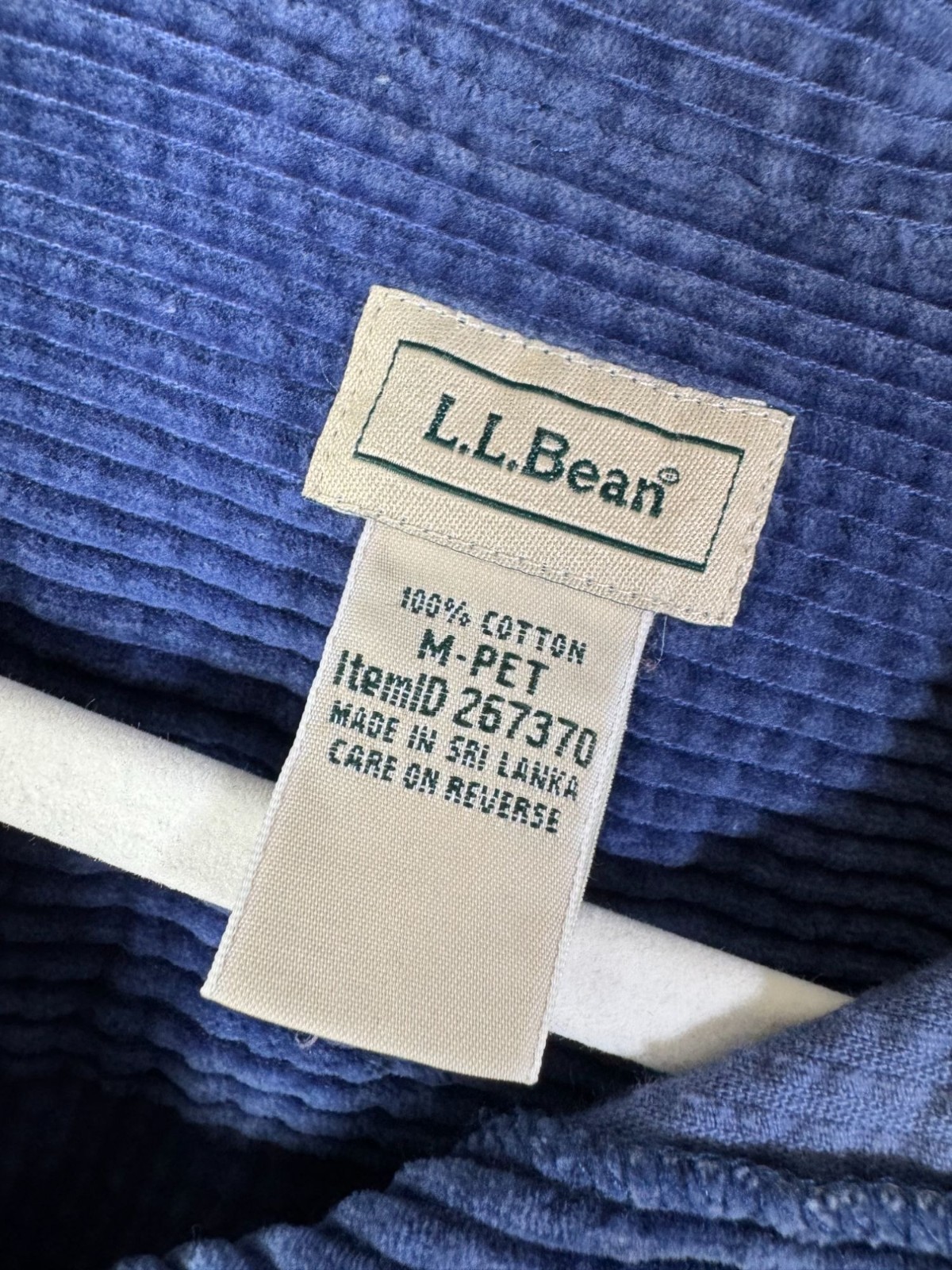 LL Bean Blue Corduroy Button Up Shirt Jacket Medium Petite 100percent Cotton Shacket image 3