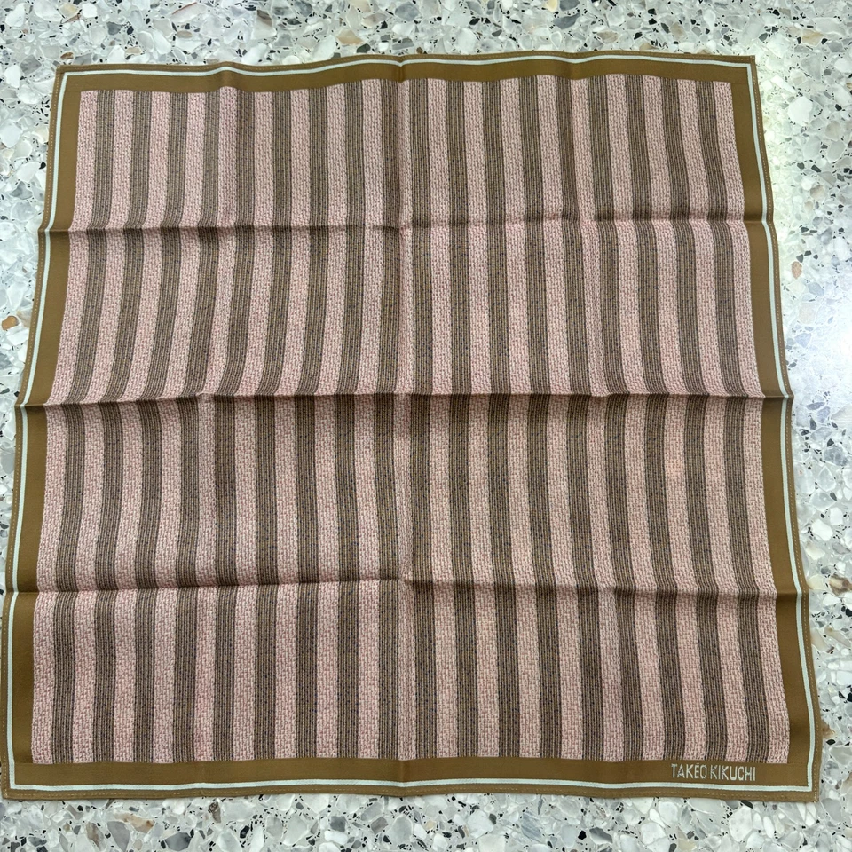 MAN HANDKERCHIEF PINK BROWN STRIPED CLASSIC COTTON POCKET ART SQUARE 18” #M264 - Image 3 of 3