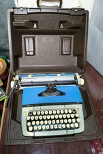Smith Corona Galaxie 12 Twelve XII Typewriter with Case Vintage 1970s Blue thumbnail
