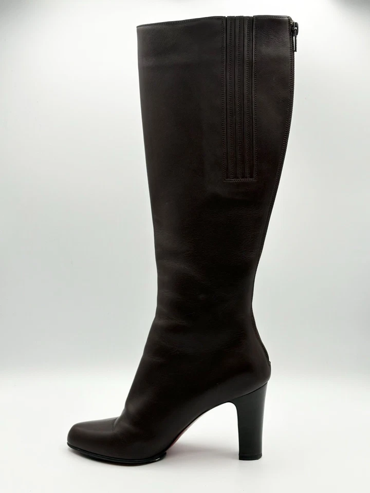 Christian Louboutin коричневый кожаный колена езды ботинки блок каблук размер ЕС 36 6 - Изображение 3 из 4