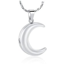 Cremation Jewelry for Ashes Moon Urn Necklace Stainless Steel Memorial