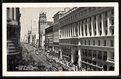 San Francisco, CA, Looking Down Market Street from Powell, Ansichtskarte 