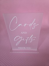 Frosted Cards and Gifts Sign with Stand Wedding/ Party Decor