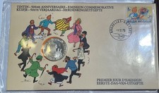 Belgique Medaille 50° anniversaire 1ER jour  50 € TINTIN 1979 Neuve Rare