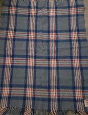 Vintage Victoria Curvon 100 wool tartan plaid blanket, Made in England 36 X 30