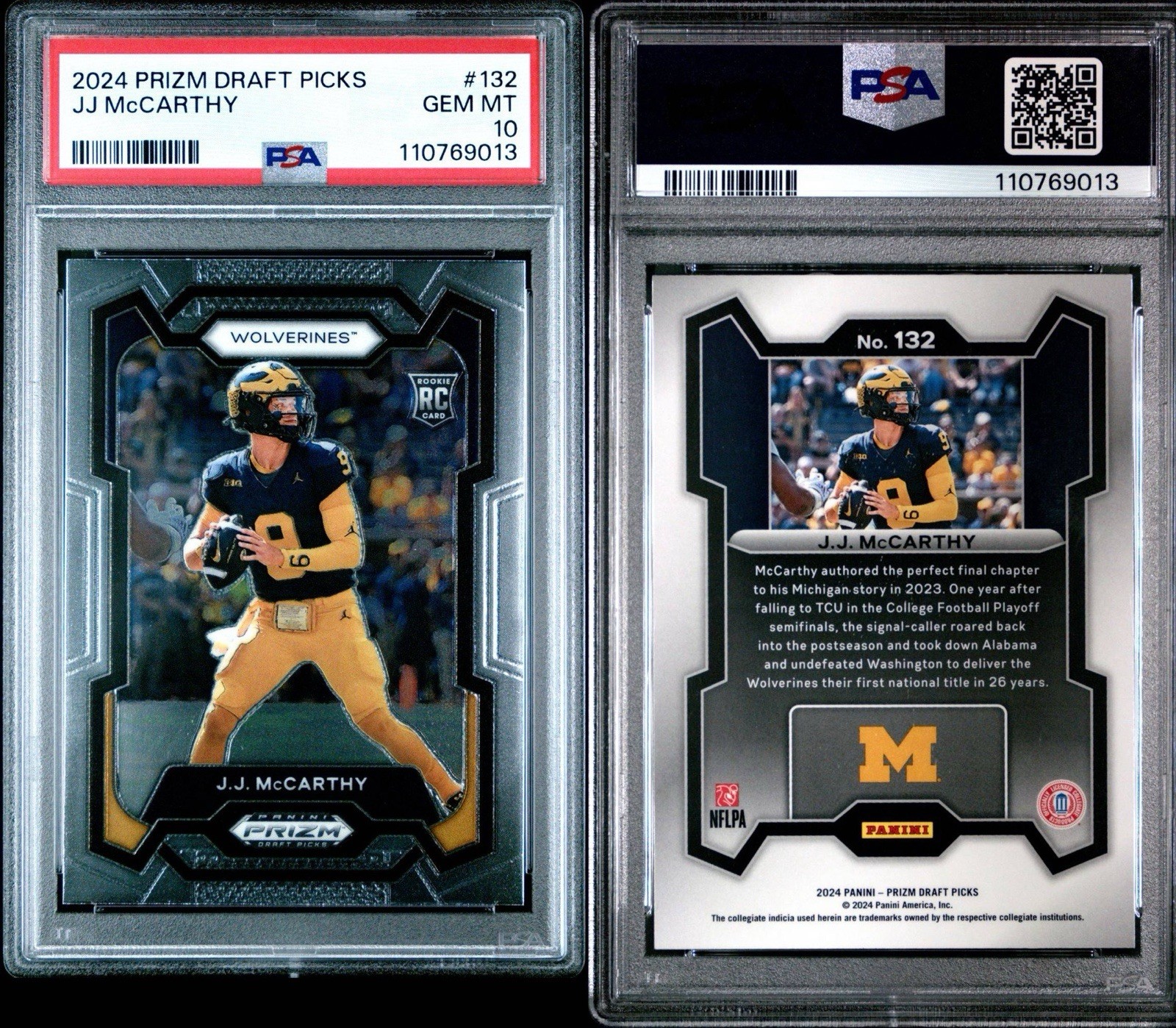 JJ McCarthy Panini Prizm Draft Picks #132 Base