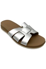 Skechers Women's Bobs Desert Kiss Vegan Slide Sandals Silver