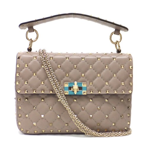 VALENTINO Rockstars Spike Medium Handbag Nappa Leather Used SKAI-0