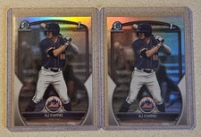 AJ Ewing 2023 Bowman Draft SP 1st Chrome Refractor (2-Card) RC LOT - Mets 🔥