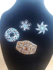 Vintage Lot Of 4 Brooches -Costume Jewelry