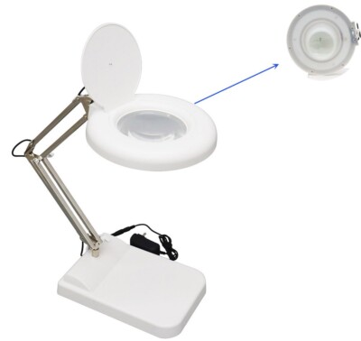 20x Benchtop Magnifier Lamp w/Adjustable LED Light for Reading Carving ...