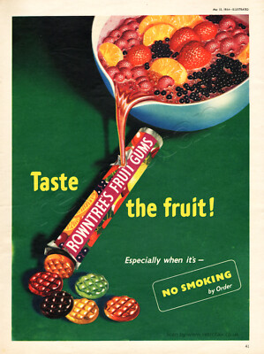 1954 Rowntree's Fruchtgummis Original ganze Seite Vintage Magazin Süßwaren Anzeige