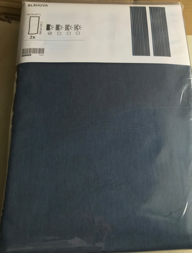 IKEA BLAUVA dunkelblau Verdunkelungsvorhänge PAAR 145x300cm Tropfen LANG Kopfband - Bild 7 von 9