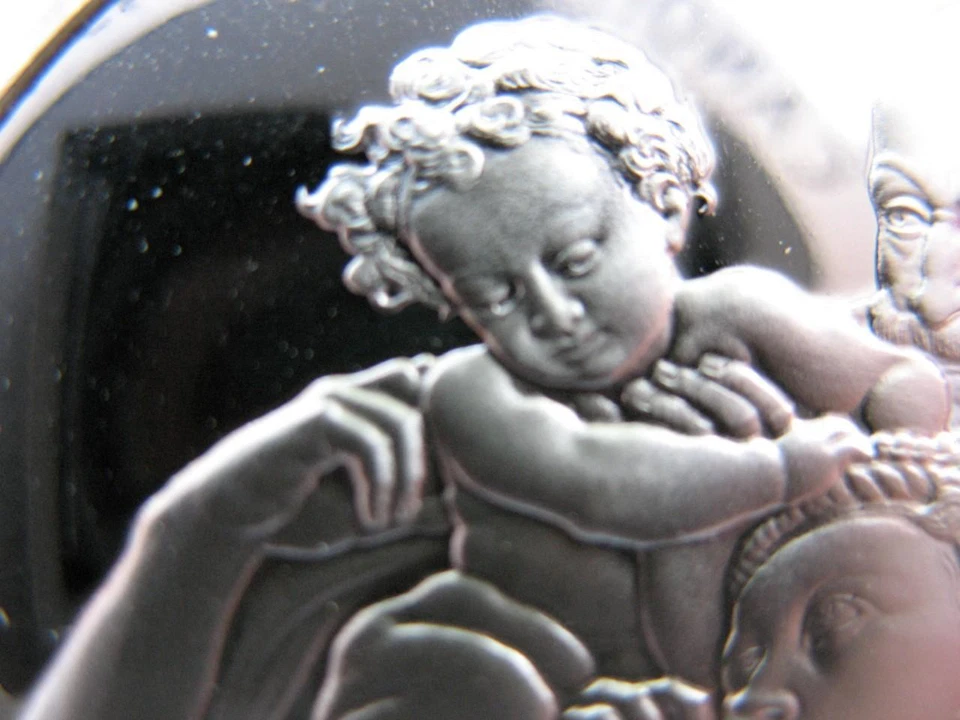 1.3-OZ .925 FRANKLIN MINT SILVER (DONI TONDO) COIN GENIUS OF MICHELANGELO + GOLD