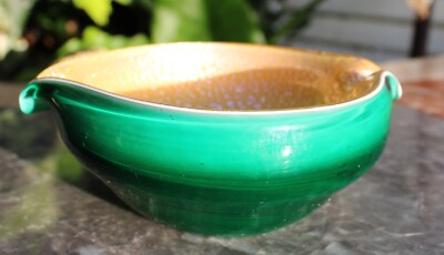 Murano Art Glass Vintage MCM Green/Clear w/Silver Leaf Inclusions AVEM Ashtray