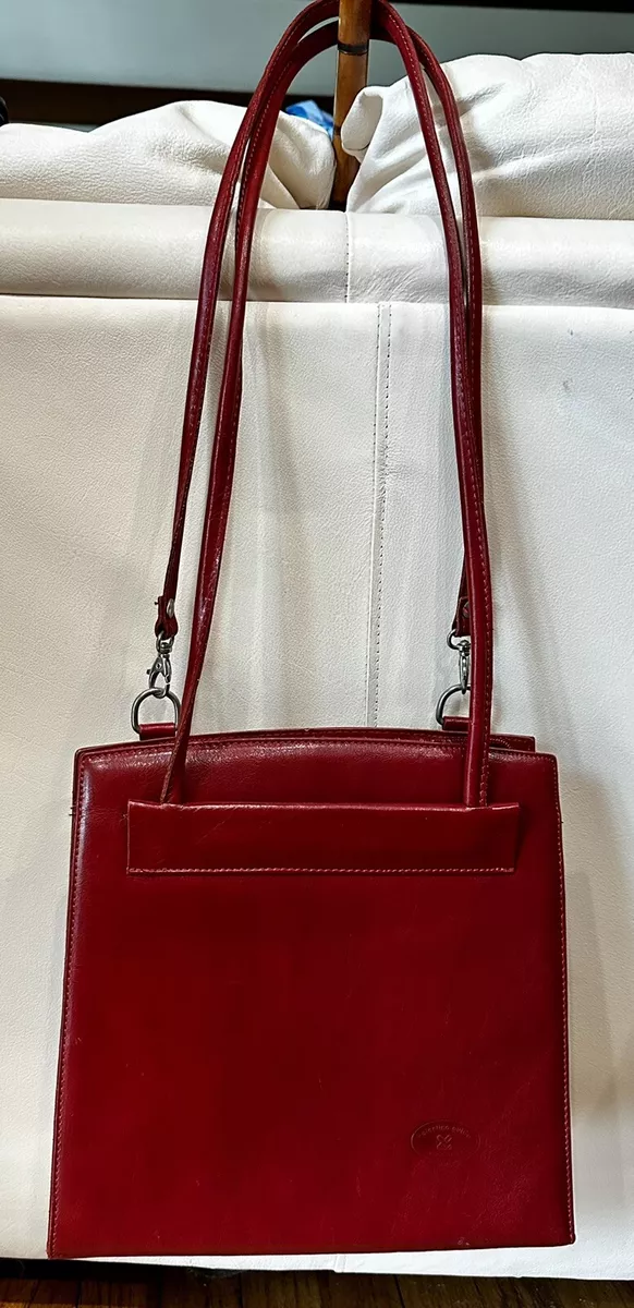 Valentino Guido Roma Italy Convertible Shoulder Bag/ Backpack Red Leather  VTG 22