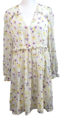 Clockhouse Knee Length Floral Sheer Sleeve Dress Size 12 Event Cottagecore Fairy