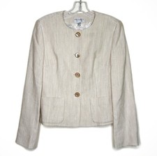 New Old Stock 90s 00s Talbots Sz 4 Cream Twill Blazer Jacket Linen Blend NWT