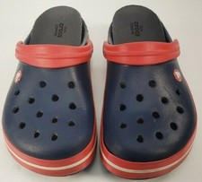 Crocs CrocBand II Navy Blue/Red/White Clogs Women's Size 8 Men's Size 6 Slip On