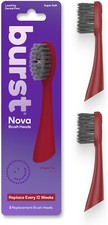 2 NOVA BURST Sonic Replacement Heads for Toothbrush Red -Super Soft Bristles