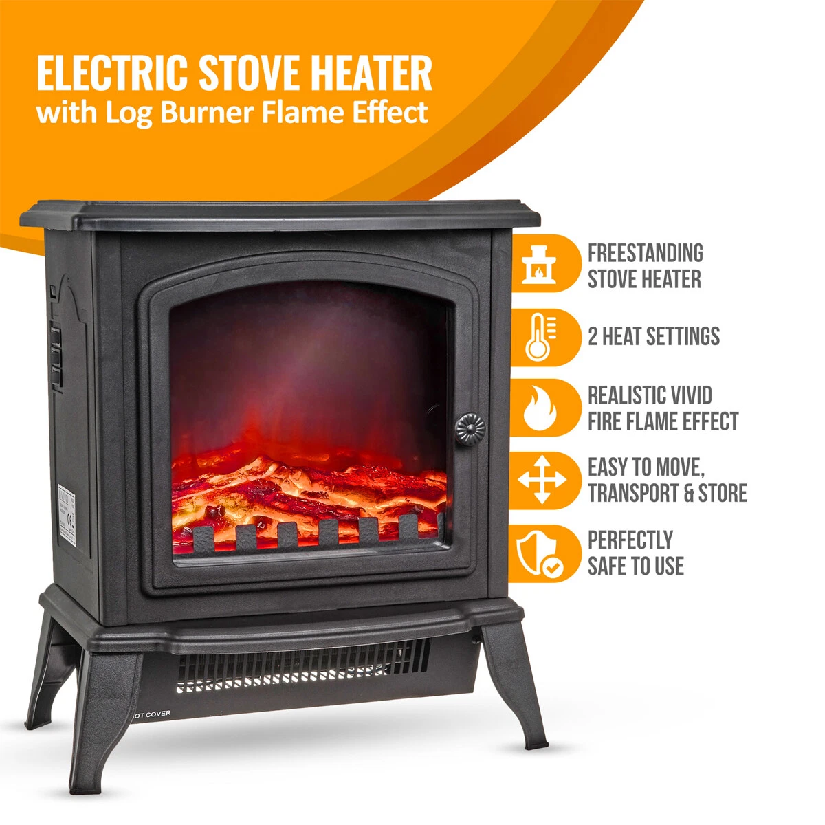 Electric Fireplace Fire Wood Flame Heater Stove Living Room Log Burner Fan  Heat | eBay