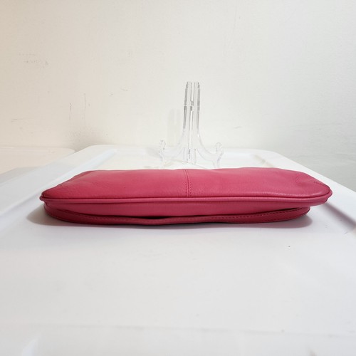 Vintage 90s Paradox Gold Horsebit Baguette Pink Leather Clutch 12"W 6"H 1"D - Picture 14 of 24