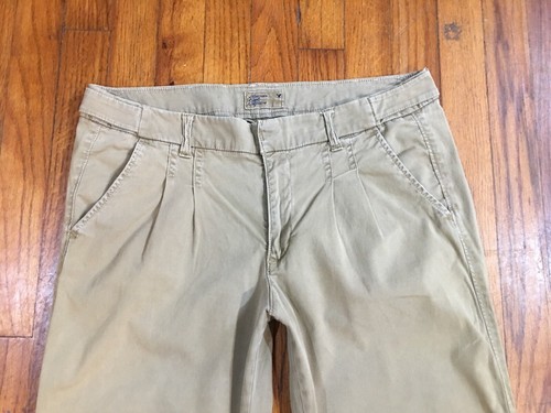 American Eagle Beige Straight Womens Pleated Khaki Pants TAG 6 Fits 32 x 26 - Picture 4 of 11
