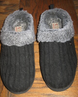 BOBS BY SKECHERS NAVY BLUE KNIT FAUX FUR LINED MEMORY FOAM COMFORT SLIPPERS Sz 7