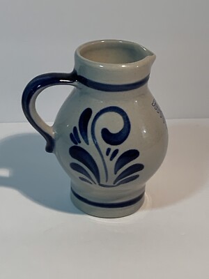 German Glazed Pottery - Mini Pitcher 5'' - Frankfurt am Main Cobalt Blue