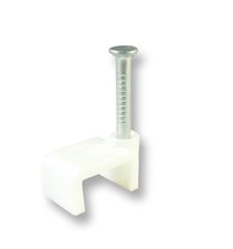 Image of 100 Pack White Flat Cable Clips - For Twin or Earth Cables 