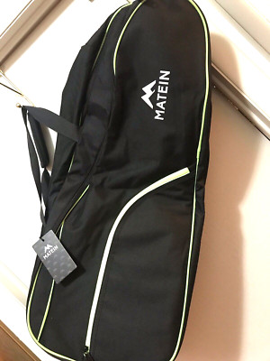 Tennis Bag Fits 6 Rackets Tennis Bag Black Green Shoe & Cooler Pocket Matein NOB