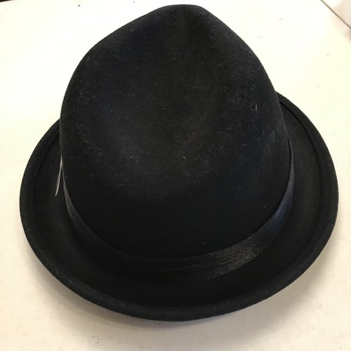 Vintage Herren schwarz Fedora Mütze 100 % Wolle Größe 7 1/2 blau Brother Gangster - Bild 5 von 8