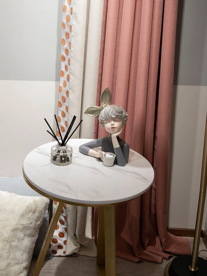 Nórdico Minimalista Moderno Tela Rosa Beige Empalme Cenefa Cenefa Cortina M1363 Foto 4 de 4