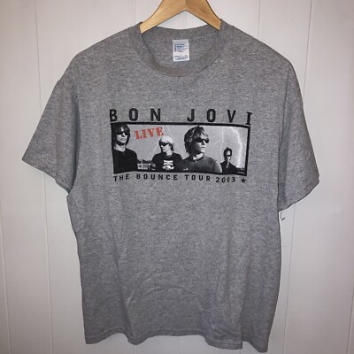 ビンテージ ロックTシャツ BON JOVI Bounce 2003 Lサイズ Vintage 2003 Bon Jovi Bounce World Concert Tour Rock Band Gray T