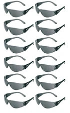 12 PAIR GRAY SMOKE Lens SUNGLASSES Protective Work Safety Glasses UV ANSI Z87+