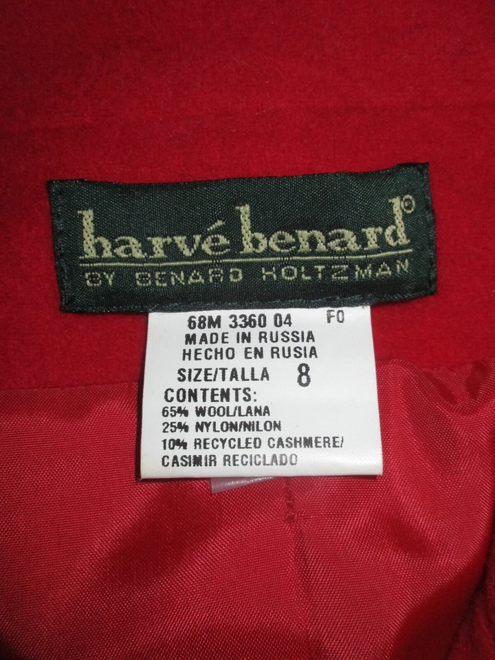 NWOT Harve Benard Wool Blend/Cashmere Red Blazer Xmas Jacket Coat Size 8 Buttons - Image 3 of 4