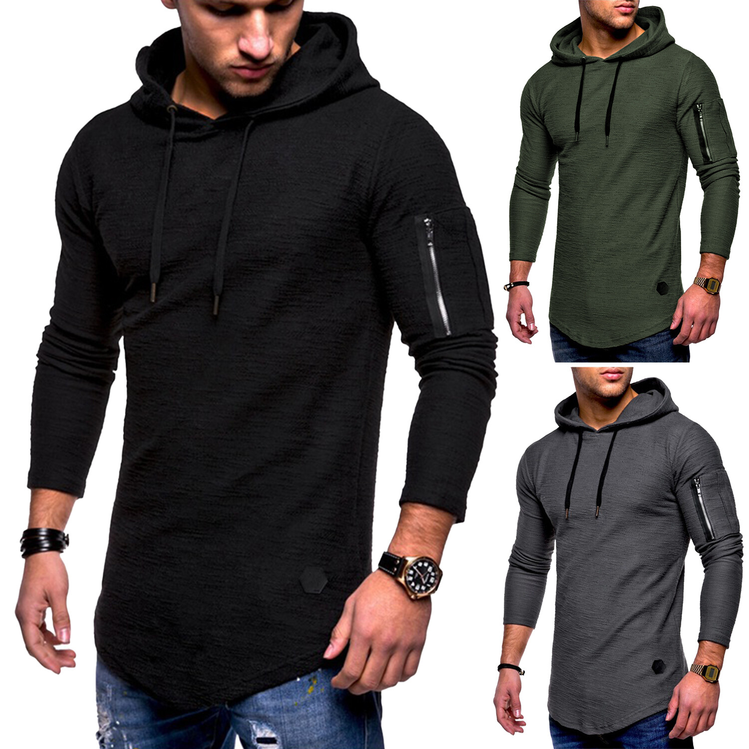 Men Hoodie Sweatshirt New Casual Solid Long Sleeve Mens Hoodies Slim Z –  Selvence