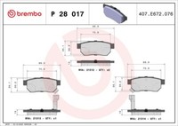 Brembo P 28 017 Bremsbelagsatz, Scheibenbremse FüR Honda MG Rover